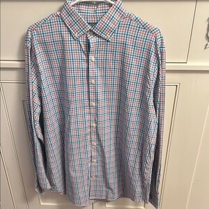 Peter Millar Blue and Red Casual Button Down Shirt